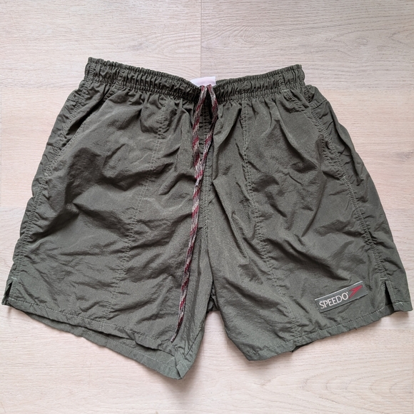 VTG Speedo Aquablade 1990s Pro Olive Volley Shorts M 32-36 - Picture 1 of 5